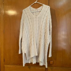Free People Oversized Medium Dolman White Knitted Sweater with Skinny Arms